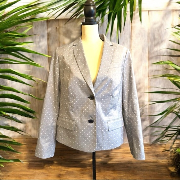 Talbots Jackets & Blazers - TALBOTS Dark Blue & White Polka Dot Blazer - Size 12